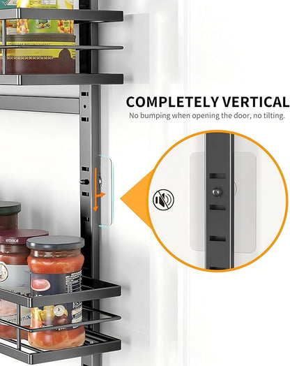 Moforoco 9-Tier Over The Door Pantry Organizer, Pantry Organization and Storage, Black Hanging Basket Wall Spice Rack Seasoni