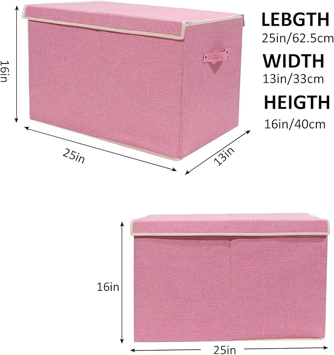popoly Large Toy Box Chest Storage with Flip-Top Lid, Collapsible Kids Toy Storage Bin Boxes Container for Boys, Girls, Nurse