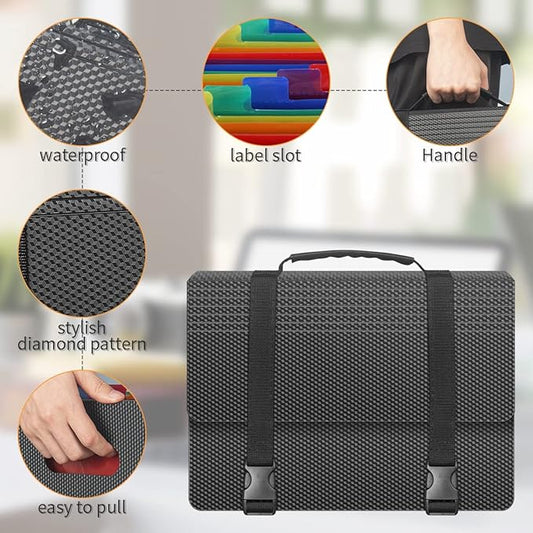 Expanding File Folders,25 Pockets Accordion File Organizer,Expandable Filing Folder with Handle,Portable File Box for Receipt