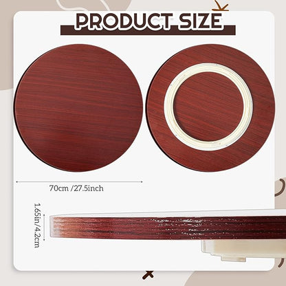 28" Walnut Wood Lazy Susan for Table Top, Large Turntable Rotating Serving Tray for Counter Top Solid Wooden Round Lazy Susan
