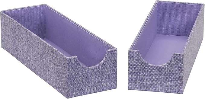 Household Essentials 2-Pack of Drawer Organizers, Sturdy Chipboard With Soft Polyester Cover, Handy and Fashionable Organizat