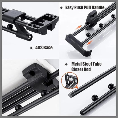 Wardrobe Clothes Hanger Rail - Heavy Duty Retractable Closet Pull Out Rod, 25-45cm Pull-out Clothes Rail, Extendable Wardrobe