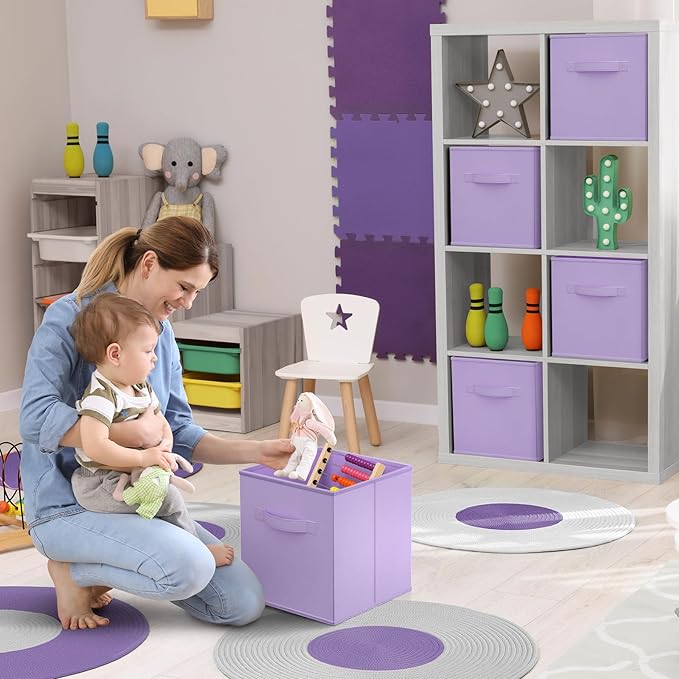 Sorbus Fabric Storage Cubes - 6 Foldable Storage Bins for Organizing Pantry, Cubbies, Toy Box - Clothes Storage & Closet Orga