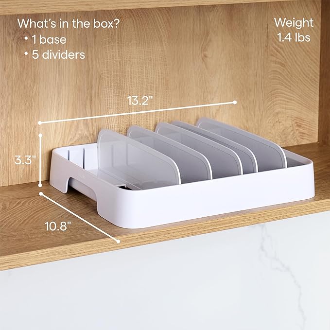 YouCopia StoraLid Adjustable Food Container Lid Organizer for Kitchen Cabinet Storage, Large 24 Lids, Premium Edition