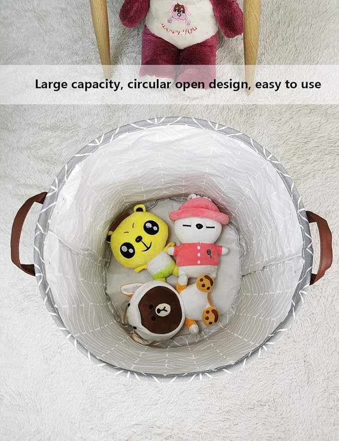 QUEENLALA Large Storage Basket,Laundry Hamper/Bathroom/Home Decor/Collapsible Round Storage Bin,Boys and Girls Hamper/Boxes/C