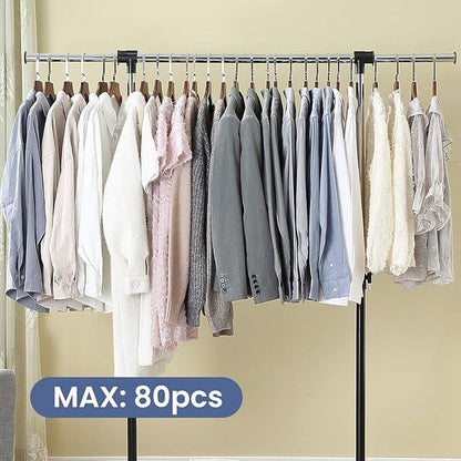 LiaMeE Adjustable Clothing Rack for Hanging Clothes, Heavy Duty Garment Rack with Wheels，Free Standing Rolling Clothes Rack w