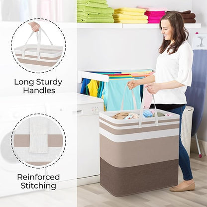 StorageRight Large Collapsible Laundry Basket Hamper with Easy Carry Handles，Freestanding Clothes Hampers for Laundry, Bedroo