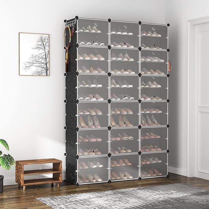 ROJASOP Portable Shoe Rack Organizer, 72 Pairs Covered Shoe Rack Shoe Organizer for Closet Entryway 12-Tier Shoe Storage Cabi