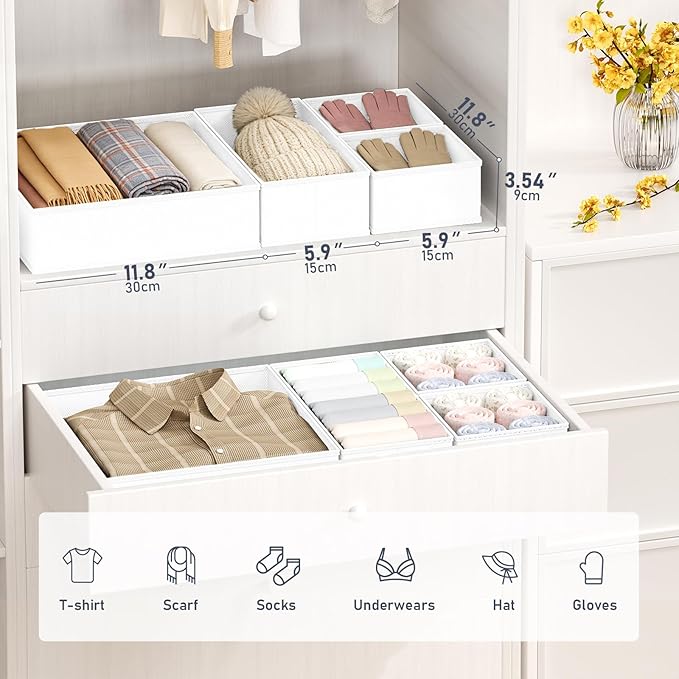 DIMJ Drawer Organizer Clothes- 26 Pack Baby Dresser Organizer for Nursery, Small Fabric Closet Drawer Organizer Bins for Unde