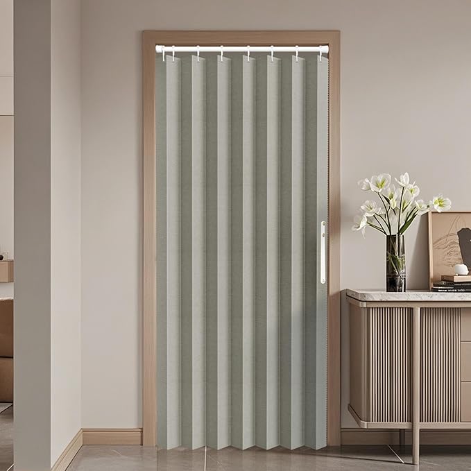 Jilron 100% Blackout Fabric Folding Door Curtain with Magnetic Closure - Accordion Style for Sliding Doors, Closets,Wardrobe 