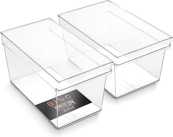 BINO | Plastic Storage Bins, Large - Deep | THE HANDLER COLLECTION | Multipurpose Organizer Bins | Kitchen Pantry Organizers 
