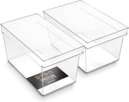 BINO | Plastic Storage Bins, Large - Deep | THE HANDLER COLLECTION | Multipurpose Organizer Bins | Kitchen Pantry Organizers 