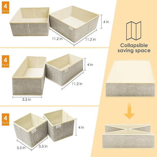 12 Pack Drawer Organizers for Clothing, Foldable Clothes Storage Box Closet Dresser Drawer Organizers Dividers, Bedroom Organ