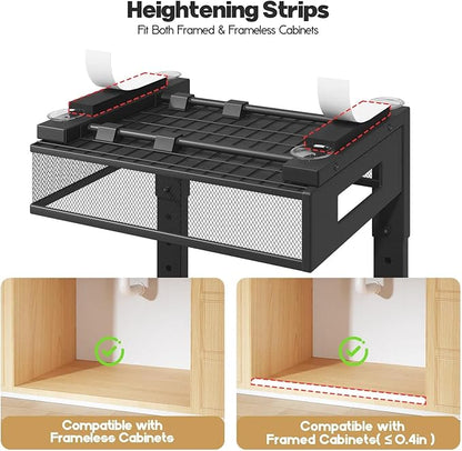 1 Pack 19IN Depth Under Sink Organizer, 2-Tier Pull Out Cabinet Organizer With Smooth Circular Rail, Large Capacity Metal Mes