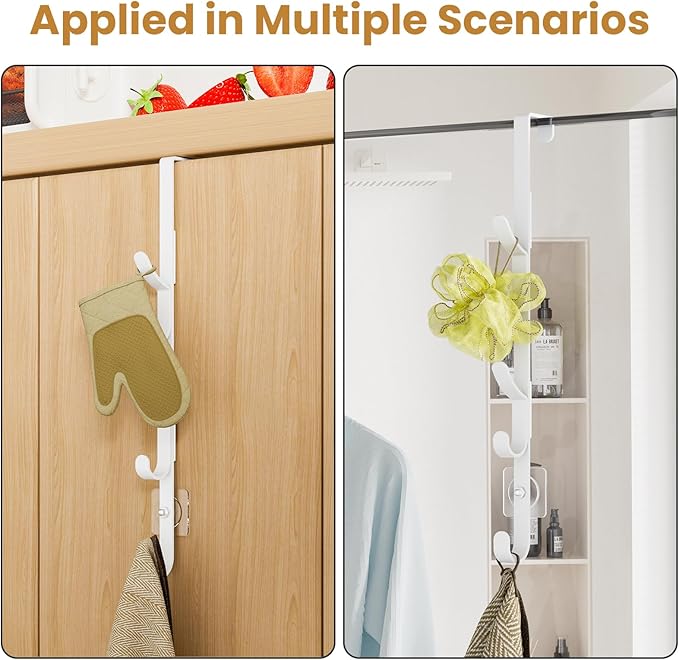 Over The Door Hooks, Metal Door Hooks for Hanging, Over The Door Purse Organizer for Coat Hanger, Back of Shower Door for Han