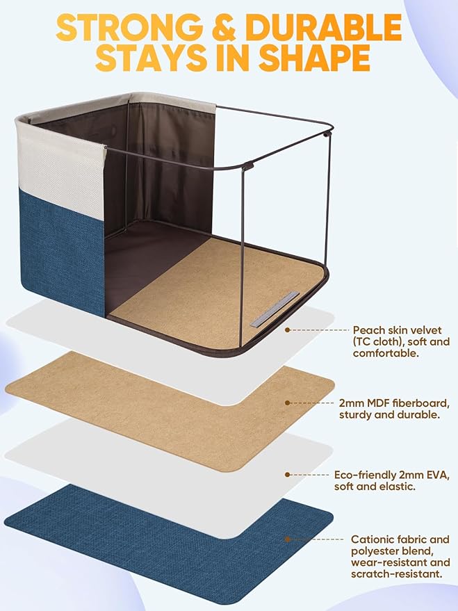 BALEINE 3 Pack Fabric Closet Storage Bins for Shelves, Linen Closet Organizers and Storage, Decorative Baskets for Organizing
