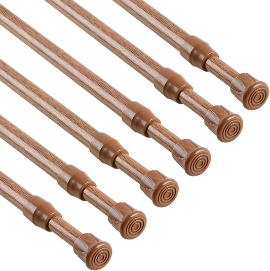 KXLife 6 Pack Spring Tension Curtain Rod, Cupboard Bars Rod,12-20",Oak