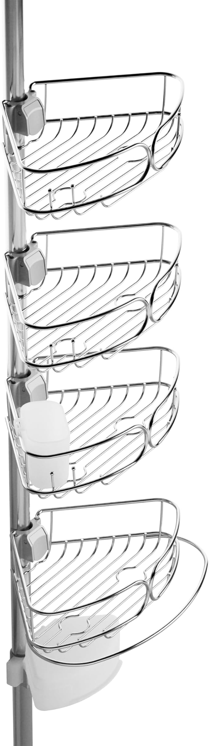 Zenna Home Tension Pole Shower Caddy Corner Organizer, Adjustable Standing Shower Caddy with 4 Shelves, Rustproof Bathroom Te