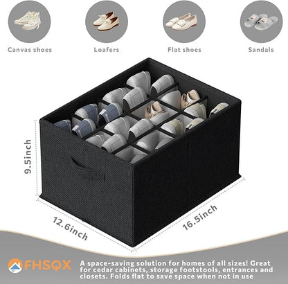 FHSQX 2 Pack Shoe Organizer for Closet,Foldable Shoe Organizer,Fits up to 24 Pairs,Storage Containers With Bottom Support for