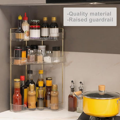 INVSSENE Corner Bathroom Countertop Organizer, Vanity Trays for Counter, Makeup Organizers, Perfume Tray, Kitchen Spice Rack,