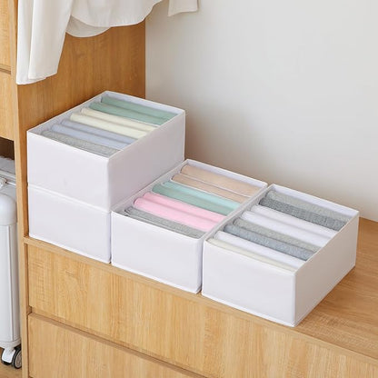 Qozary 4 Pack Drawer Organizers for Clothing, 8 Grids Foldable Closet Organizers and Storage Bins for Bedroom, Dresser Organi