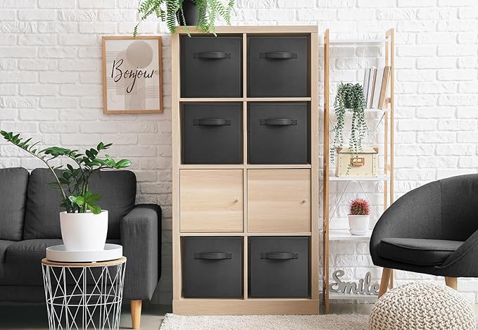 Sorbus Fabric Storage Cubes - 6 Foldable Storage Bins for Organizing Pantry, Cubbies, Toy Box - Clothes Storage & Closet Orga