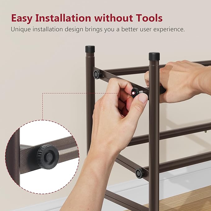 Tajsoon 2 Tier Expandable Shoe Rack for Closet, 28“-41“Adjustable & Stackable Shoe Shelf Storage, Metal Shoe Rack Organizer f