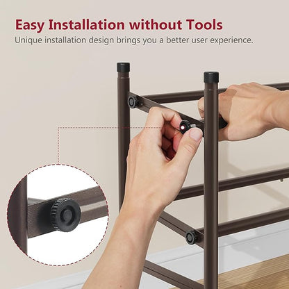 Tajsoon 2 Tier Expandable Shoe Rack for Closet, 28“-41“Adjustable & Stackable Shoe Shelf Storage, Metal Shoe Rack Organizer f