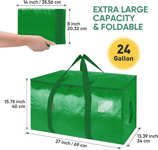 BALEINE 2-Pack Oversized Moving Bags with Reinforced Handles, Heavy-Duty Storage Tote for Clothes, Moving Supplies (Light Gre
