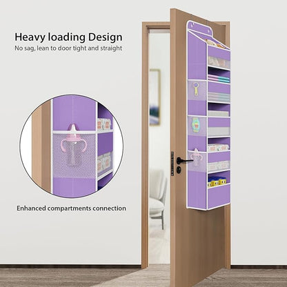 Univivi 5-Shelf Over The Door Hanging Organizer, Back of Door Organizer with 5 Compartments 6 Side Pockets for Baby Bedroom a