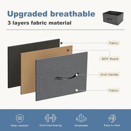 DUMOS Dresser for Bedroom, 10 Storage Drawers, Wide Fabric Closet Chests Organizer Tower Furniture with Wooden Top Metal Fram