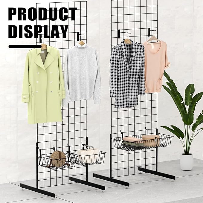 23.6" L x 11.8" D x 3.9" H - 6 pcs Black Wire Baskets for GridWall and SlatWall - Merchandiser Baskets,Grid wall Shelves Hang