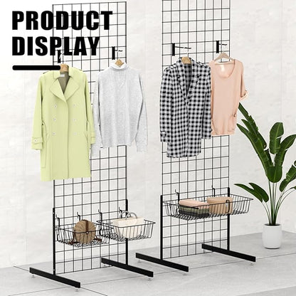 23.6" L x 11.8" D x 3.9" H - 6 pcs Black Wire Baskets for GridWall and SlatWall - Merchandiser Baskets,Grid wall Shelves Hang
