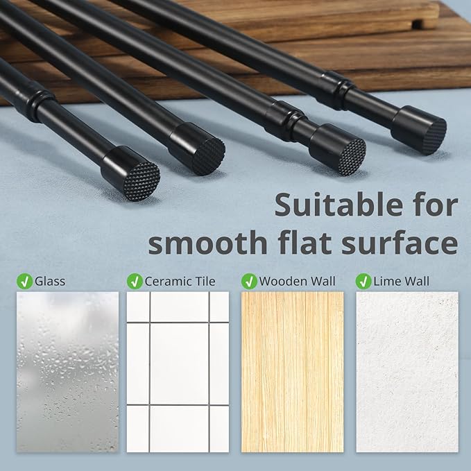 2 Pcs Tension Rod, OEH Tension Curtain Rod, No Drilling Rustproof Tension Rods for Windows 28 to 48 inch, Spring Adjustable T