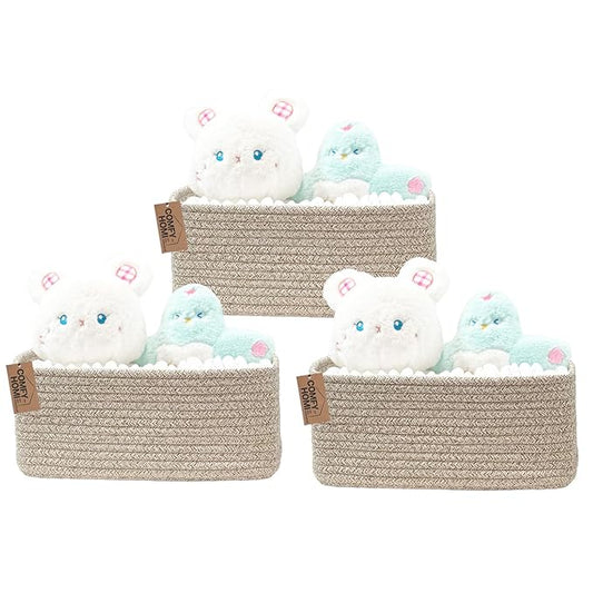 COMFY-HOMI 13" x 8.5" x 5.1" Storage Baskets for Organizing | Cotton Rope Woven Basket | Toy Storage Bin Box | Basket for She