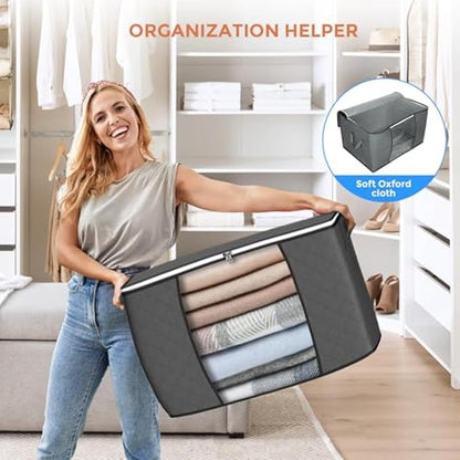 Budding Joy 90 L Large Storage Bags, 10 Pack Clothes Storage Bins Foldable Closet Organizers Storage Containers with Reinforc