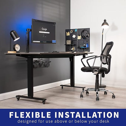 VIVO Steel Clamp-on Pegboard, 24 x 20 inch Magnetic Peg Board, Office Accessory Organizer, above or below Desk Placement, Bla