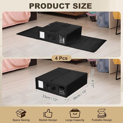 uxcell 4 Pack Bed Sheet Organizers and Storage with Handle, Foldable Bedding Duvet Cover Set Organizer Storage Closet and Und