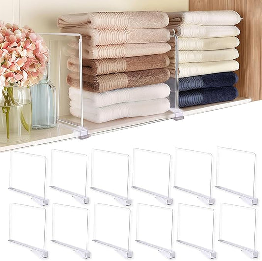 12Pcs Shelf Dividers for Closet Organization, Closet Purse Organizer Acrylic Shelf Dividers Purse Closet Organizer Closet Div