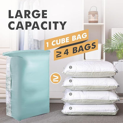 TAILI 6 Pack Vacuum Storage Bags, Jumbo Cube (31x40x15 Inch), Large Vacuum Seal Bags for Clothing, Comforters, Blankets, Bedd