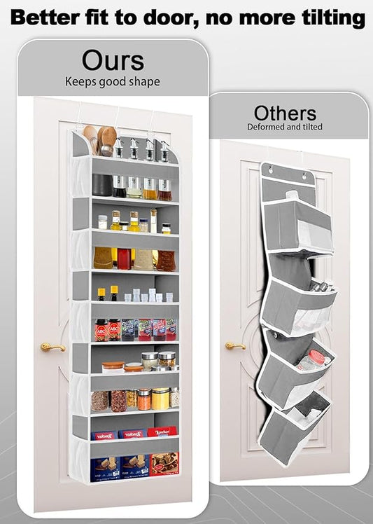 TAHAVICE 1 Pack Over The Door Storage Organizer with 5 Pockets 10 Mesh Side Pockets, 44 lbs Weight Capacity Door Hanging Orga
