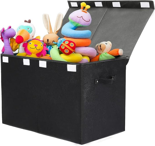 popoly Large Toy Box Chest Storage with Flip-Top Lid, Collapsible Kids Storage Boxes Container Bins for Toys, Playroom Organi