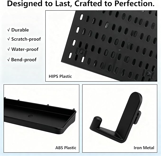 Black Pegboard Combination Kit, Wall Organizer Pegboard, Modular Hanging, Peg Boards and Accessories Modular Hanging, Garage 
