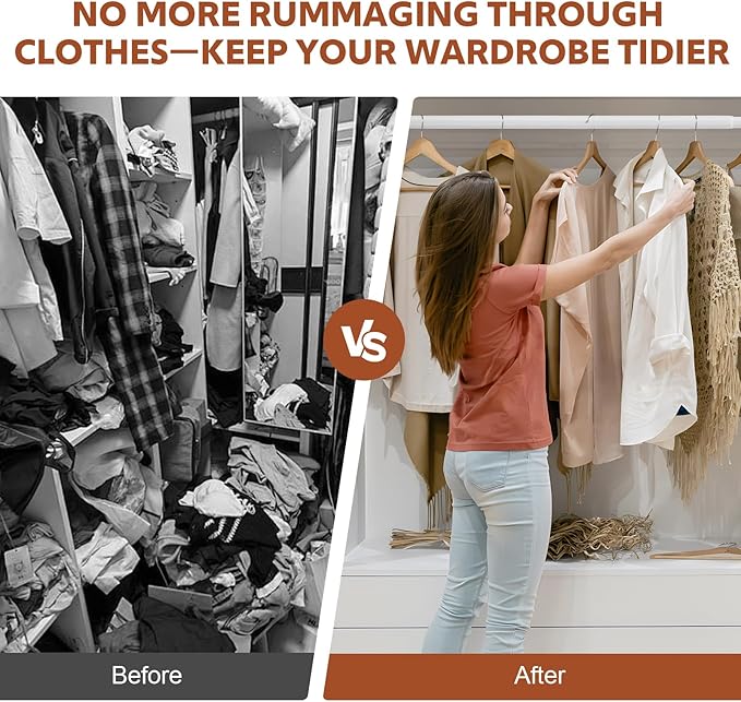 Closet Rods for Hanging Clothes, 17-42 Inch Stepless Adjustable Closet Rod, 1.3 Inch Heavy Duty Metal Clothes Hanging Rod, Ex