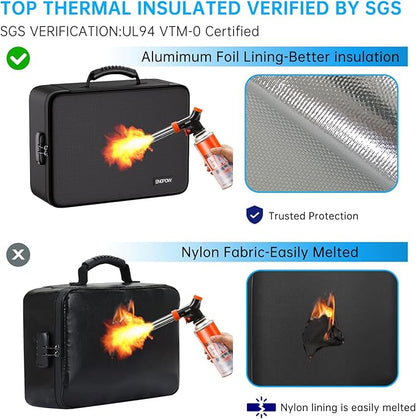 ENGPOW 5200℉ Soft Case Fireproof Document Box with Lock,Fireproof Box with 25 Colorful Pocket Accordion File Folder,Fireproof