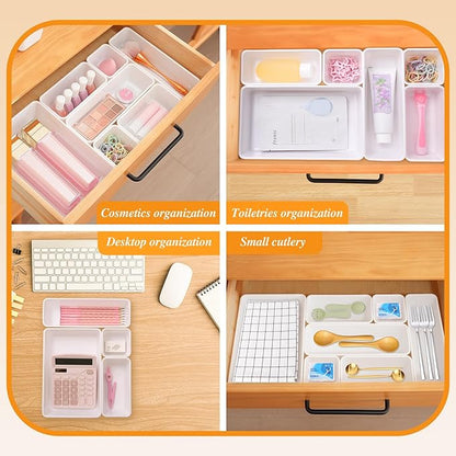Kitchen Desk Drawer Organizers Storage for Office, Small Acrylic Vanity Trays Makeup for Drawer Bathroom Plastic Make up Orga