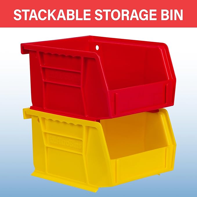 Akro-Mils 30210 AkroBins Plastic Storage Bins, Space-Saving Stackable Bins for Garage, Pantry, Craft Organization, 5" x 4" x 