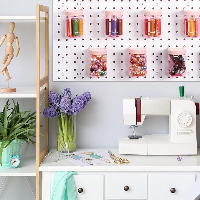 Unittype 20 Set Pegboard Organizer Accessories Peg Boards Jars with Lids Plastic Pegboards Bins Storage Containers Clear Peg 