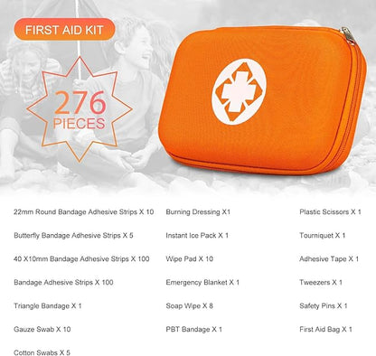 276PCS Mini Car First Aid Kit Travel Size for Business Trips, Compact First Aid Emergencies Kit Supplies for Rv Hiking Rode T