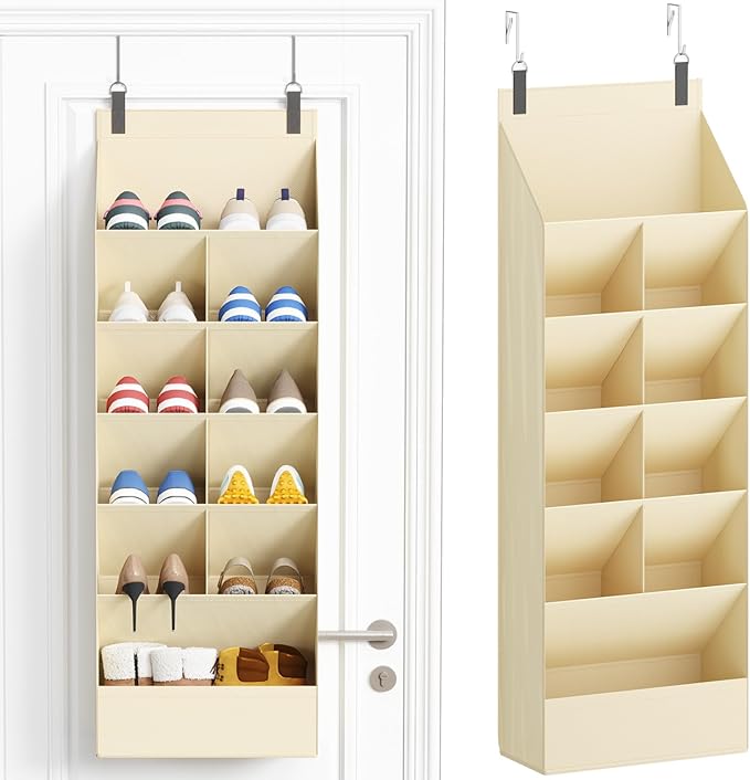 Lifewit 6 Tier Over the Door Shoe Organizer with 11 Large Deep Pockets, Fabric Hanging Shoes Shelf for Closet, Dorm Storage, 